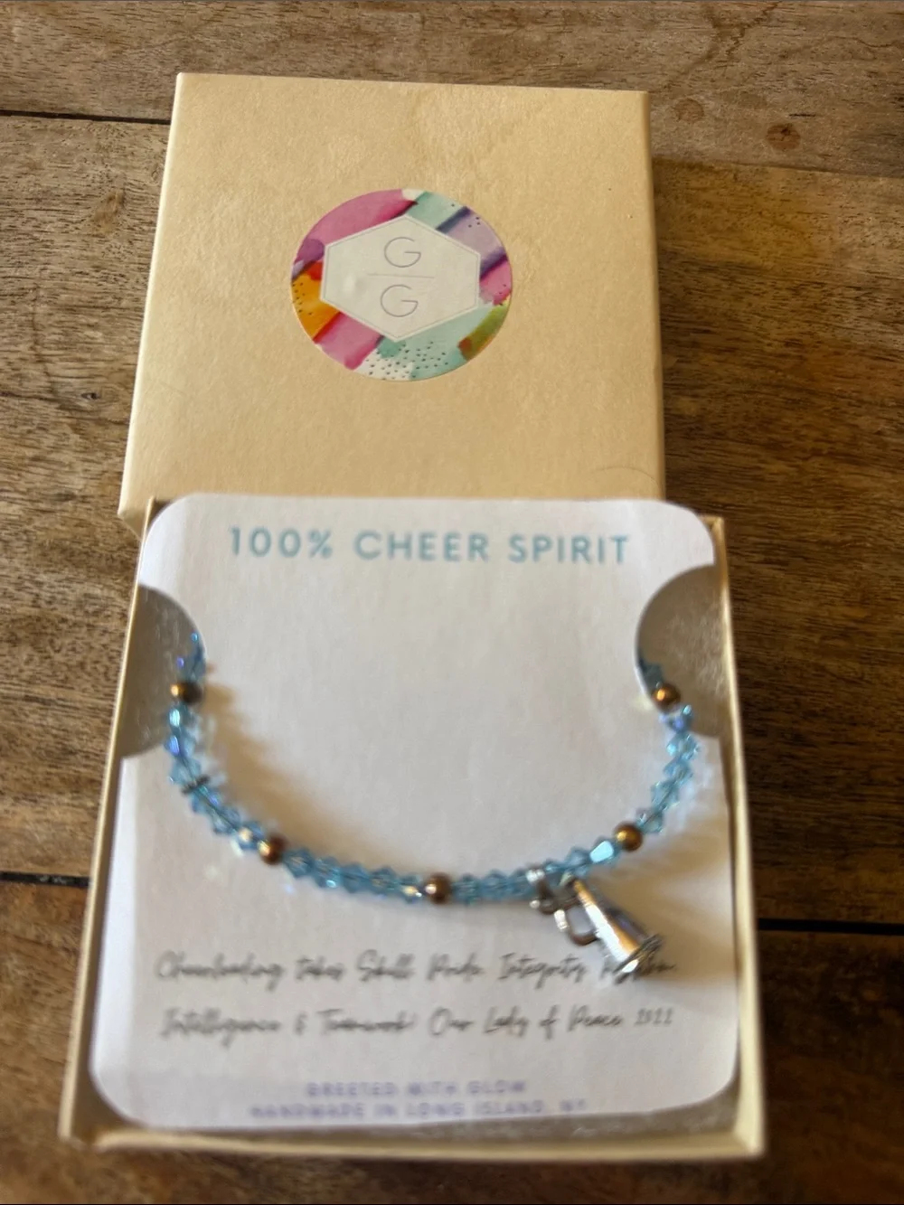 Handmade Cheerleading Beaded bracelet New with box Cheer Spirit Gift